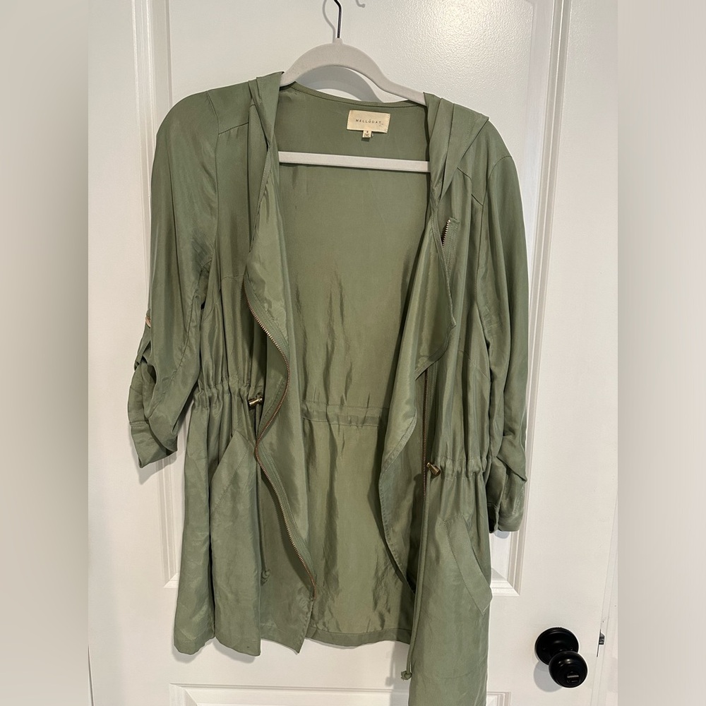 Sage zip up top with Rose Gold hardware